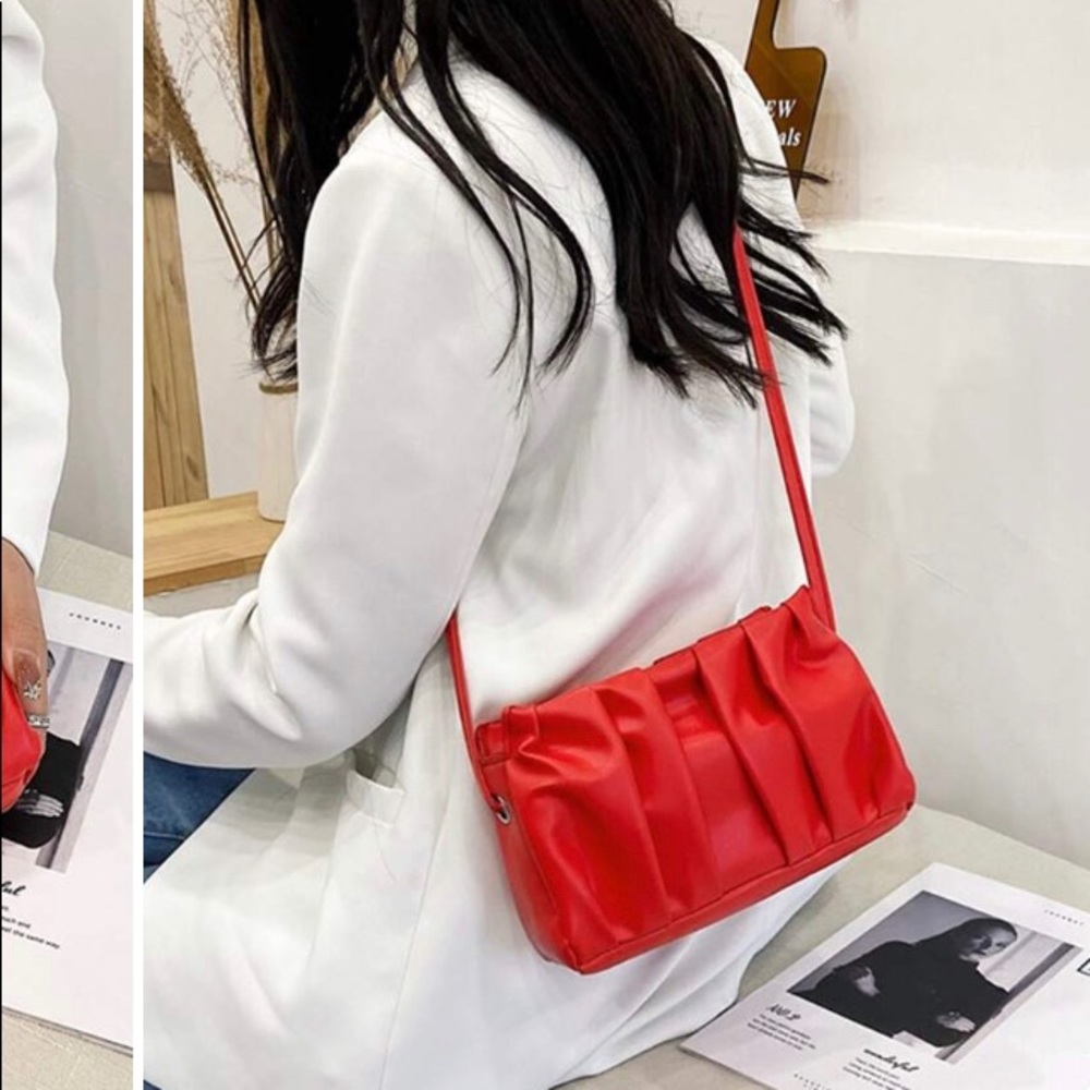 Red runched crossbody bag